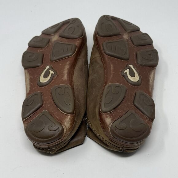 OluKai Moloa Shoes Mens 10 Brown Leather Slip On Moc Toe Casual Loafers main image 7